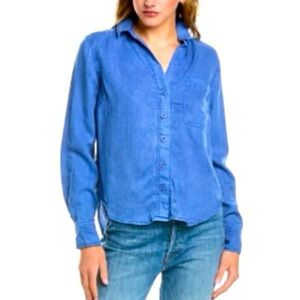 Bella Dahl Sz M Blue Women's Dart Front Top